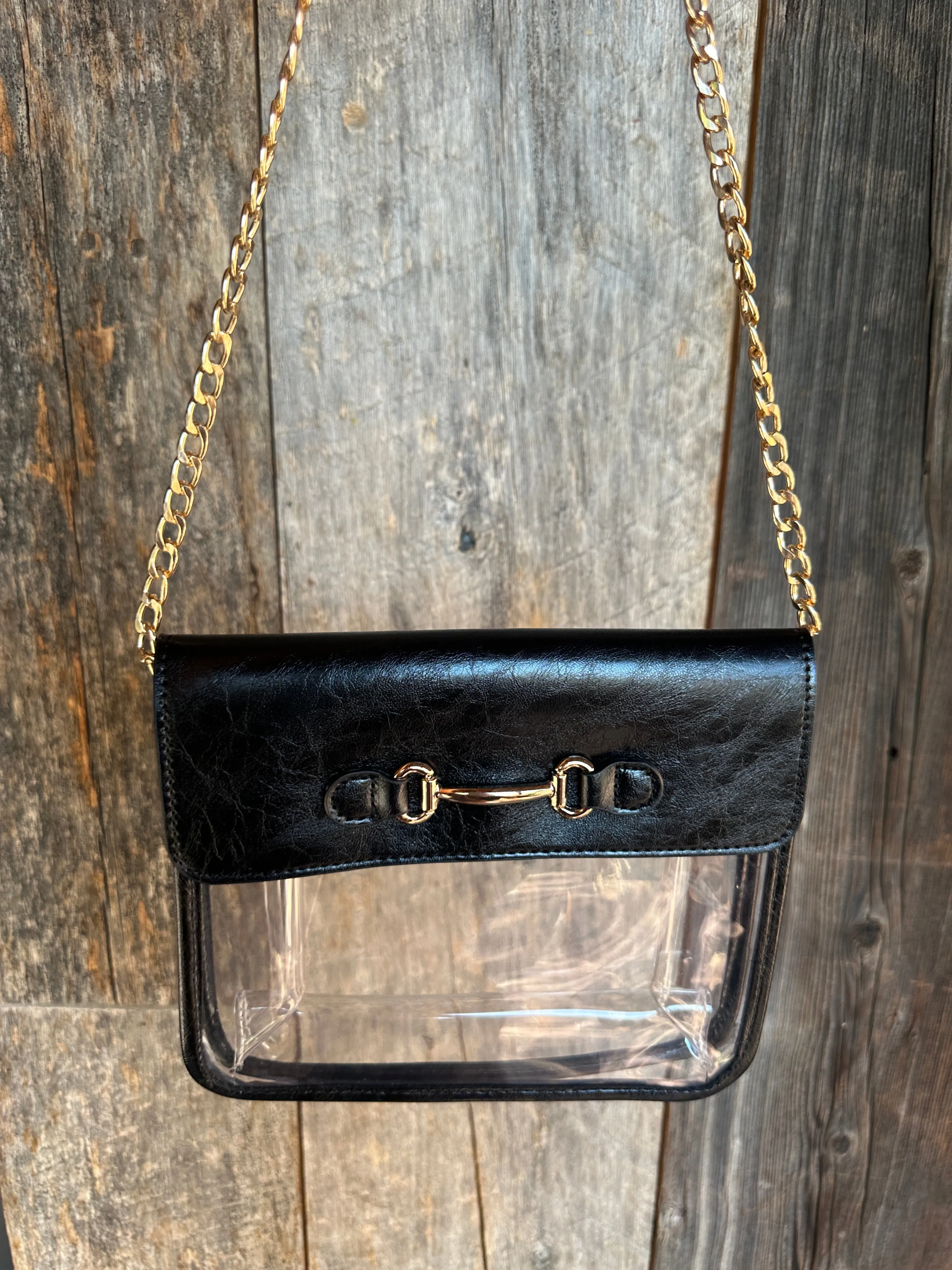 Bag Check Clear Crossbody in Black sold by Glitzy Bella product image thumbnail 3