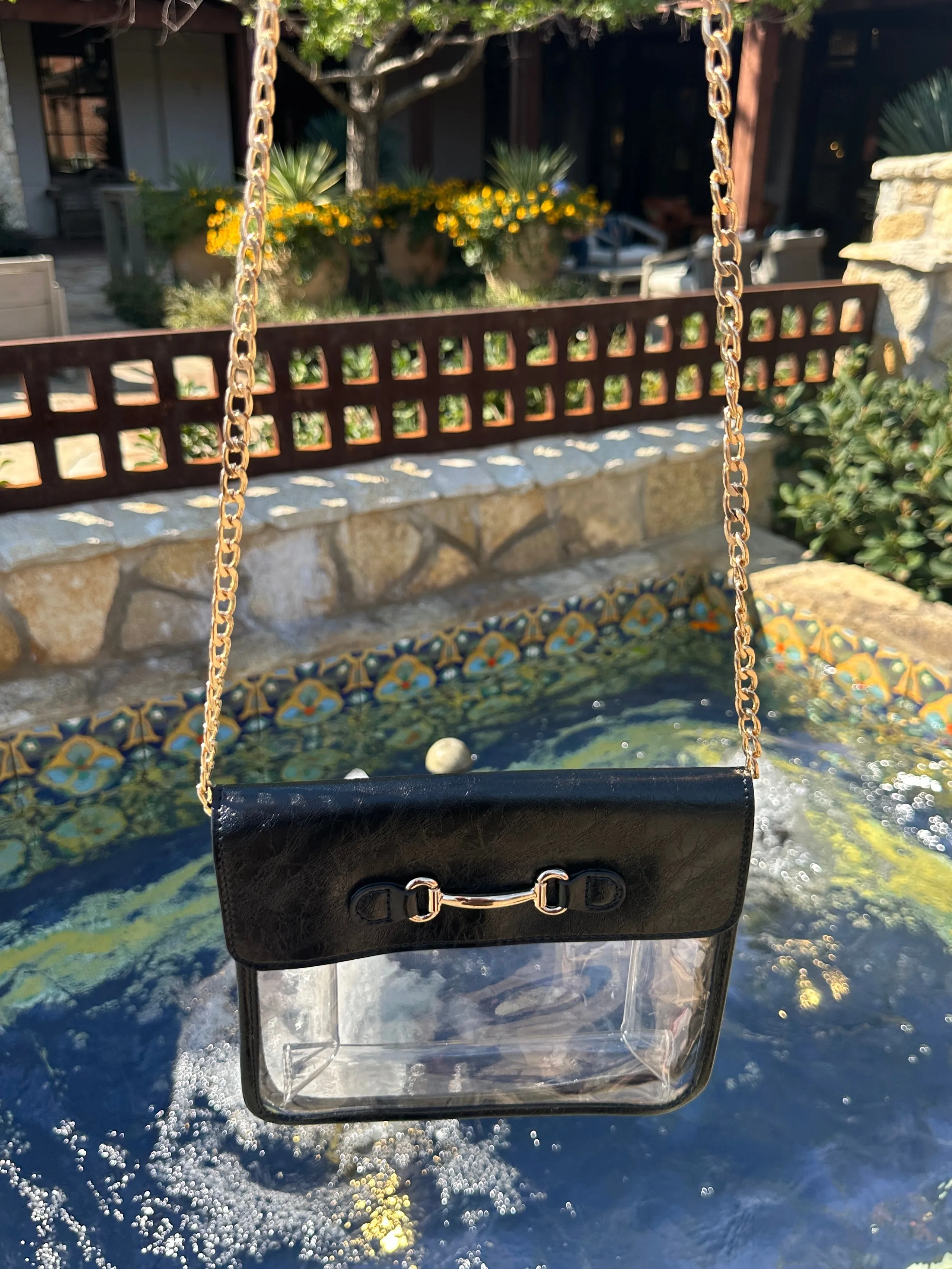 Bag Check Clear Crossbody in Black sold by Glitzy Bella