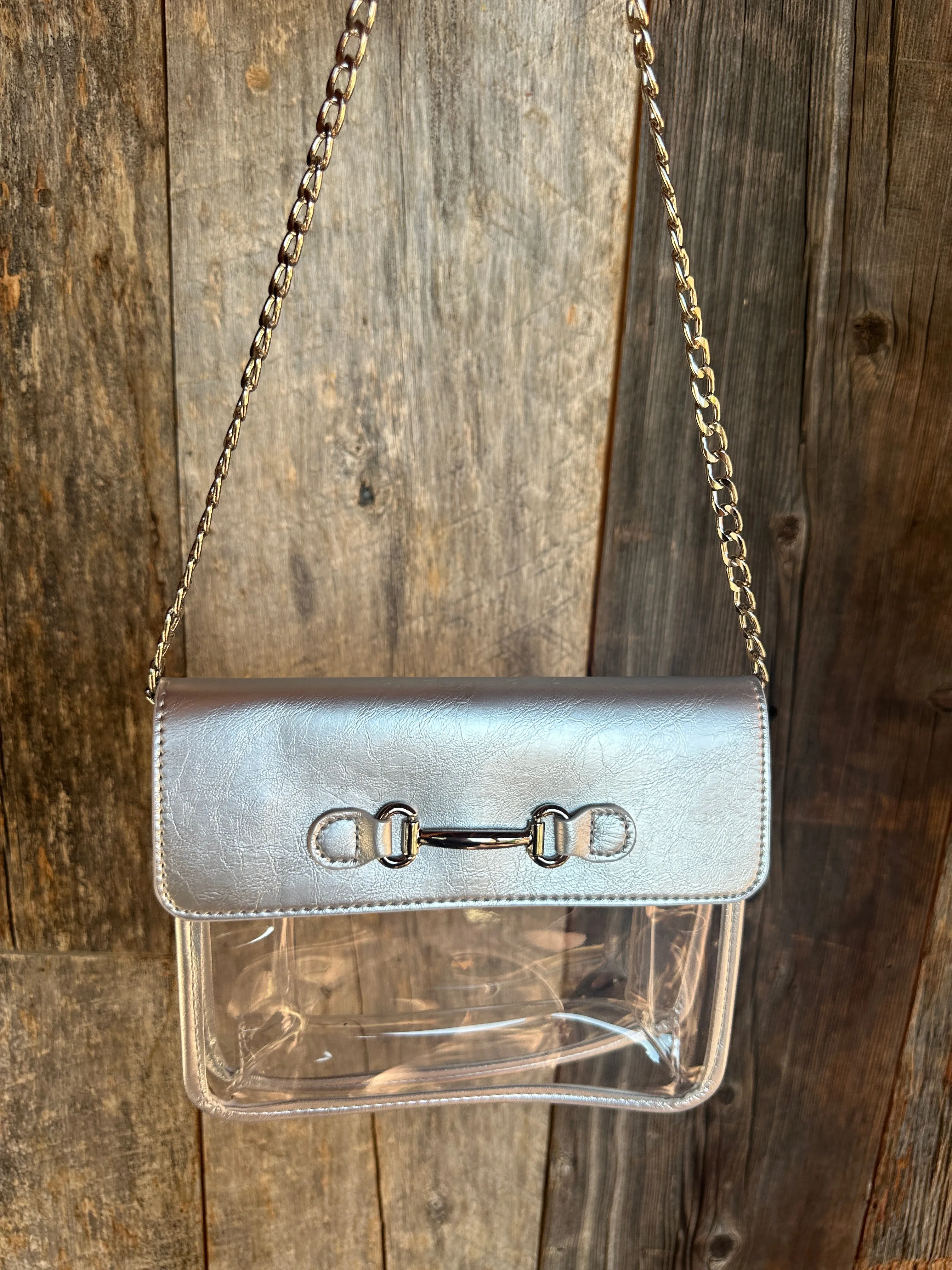 FINAL SALE!! Bag Check Clear Crossbody in Silver sold by Glitzy Bella product image thumbnail 4