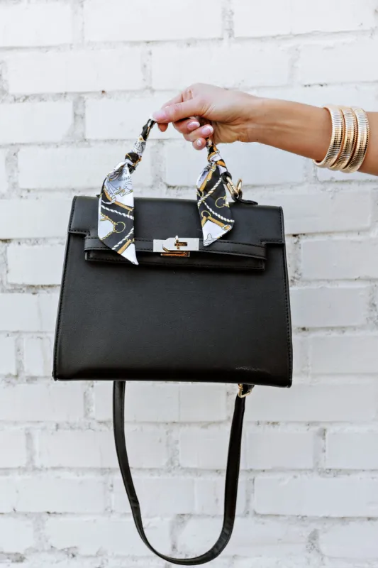 BACK IN STOCK!! Icon Structured Top handle Purse in Black sold by Glitzy Bella