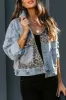 NEW!! Denim Jacket with Leopard Print sold by Glitzy Bella