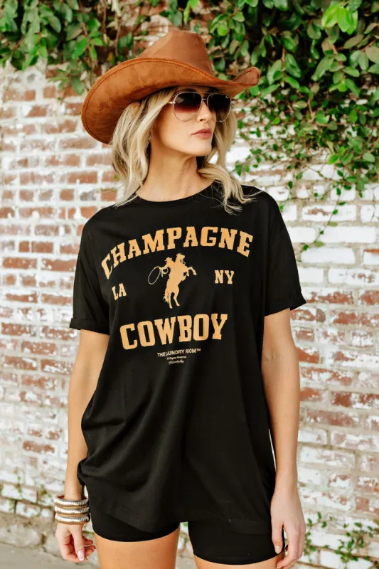 BEST SELLER!! Champagne Cowboy Oversized Graphic Tee sold by Glitzy Bella
