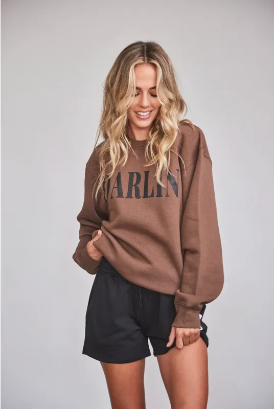 FINAL SALE!! Darlin Crewneck in Brown sold by Glitzy Bella