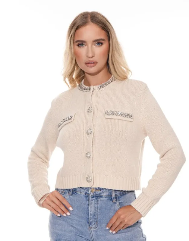 FINAL SALE!! Chic Knit Crystal Cardigan sold by Glitzy Bella