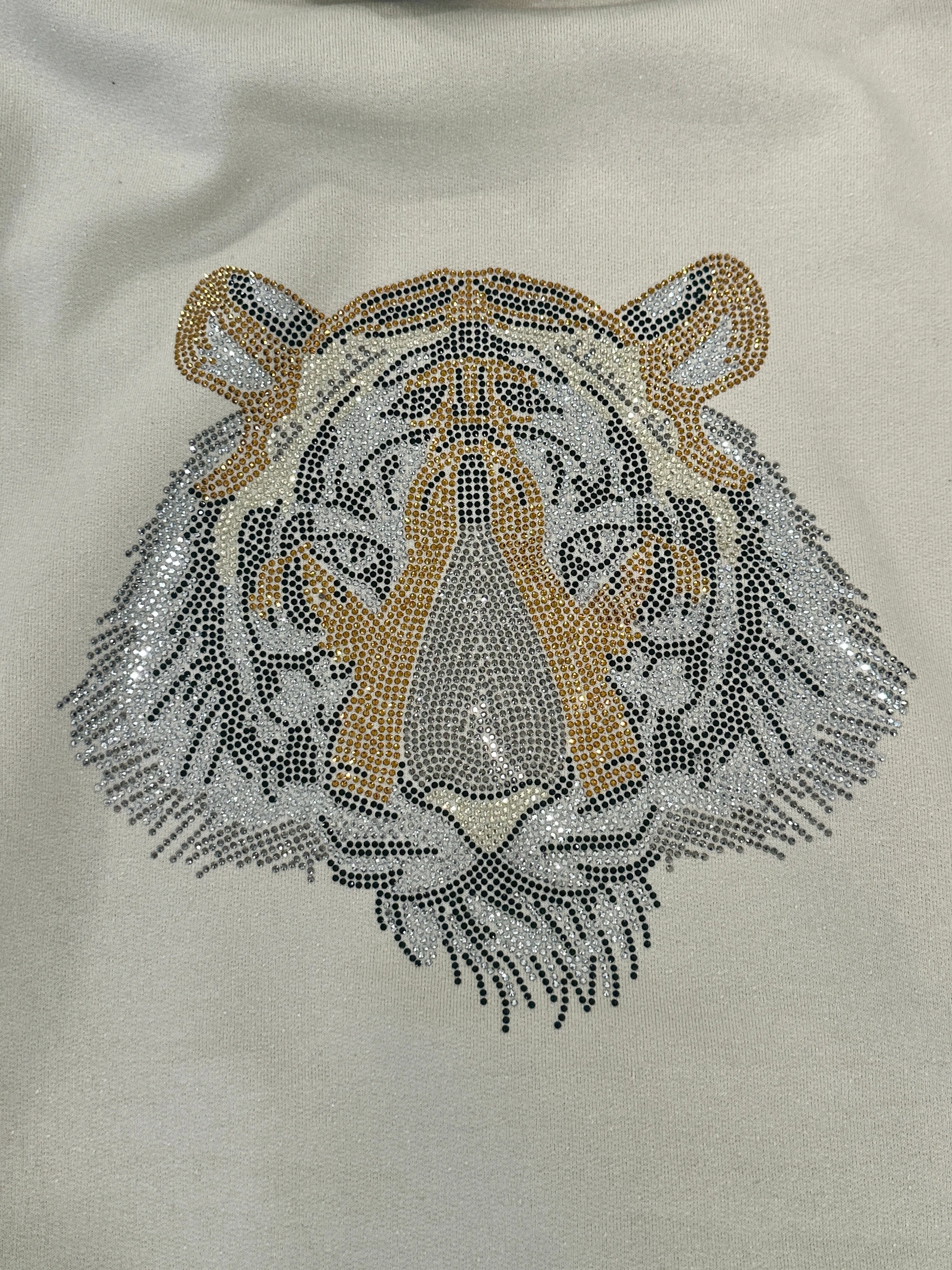 BEST SELLER!! Crystal Drawstring Sweatshirt w/ Tiger in Tan sold by Glitzy Bella product image thumbnail 2