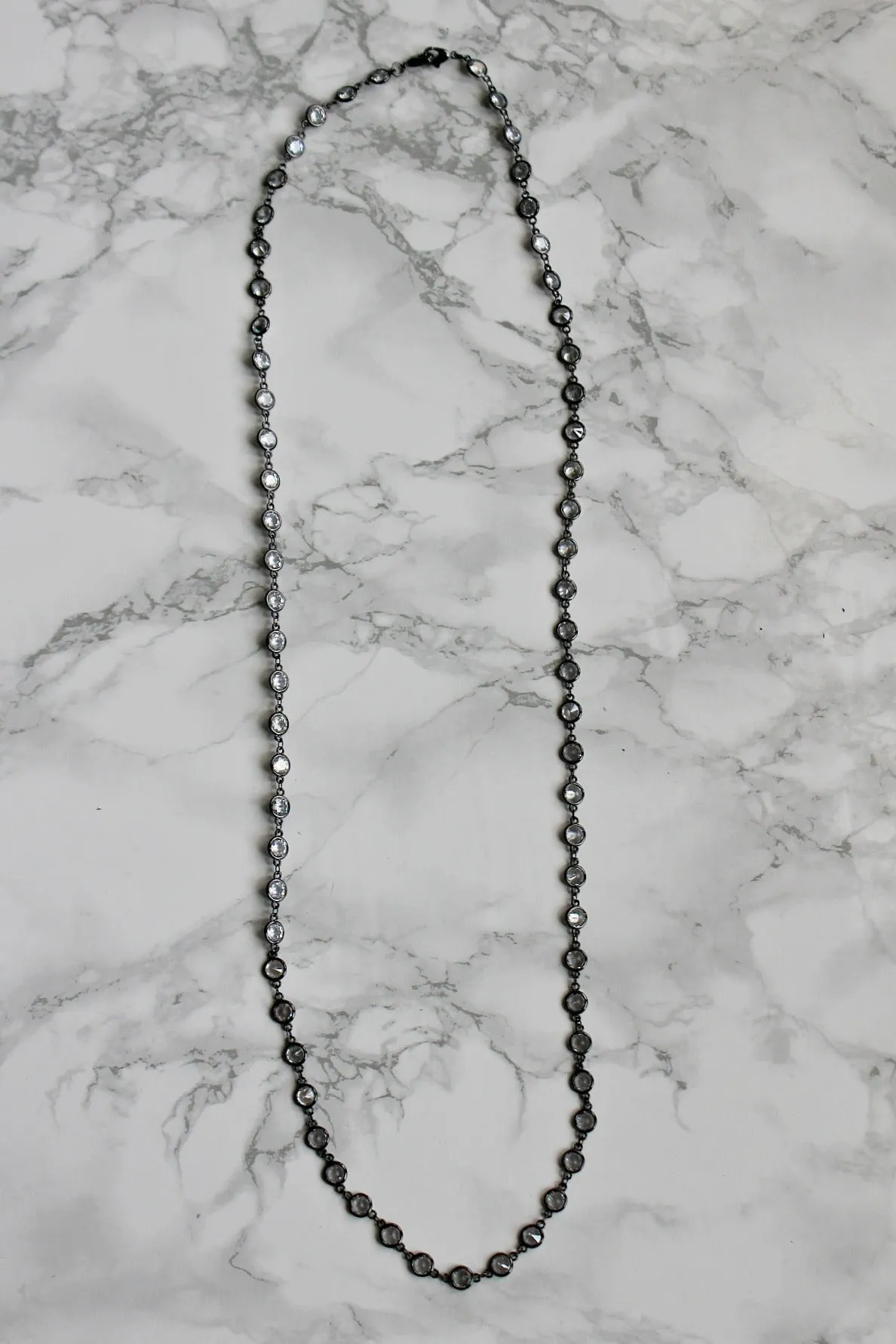 Alexis "Crystals by the Yard" Necklace in Hematite sold by Glitzy Bella