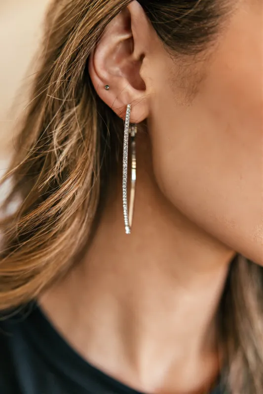 NEW!! Marquis Crystal Hoop Earring in Silver sold by Glitzy Bella