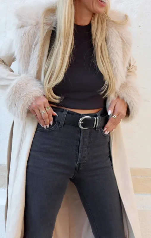 FINAL SALE!! The Penny Lane Fur Coat in Beige sold by Glitzy Bella