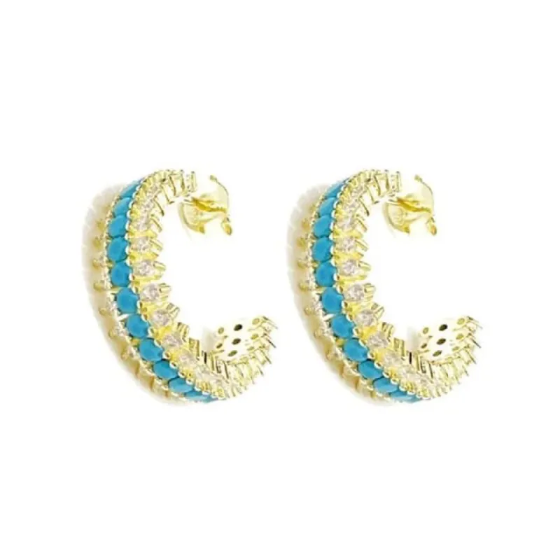 NEW!! Trendsetter Turquoise and Crystal Hoops sold by Glitzy Bella