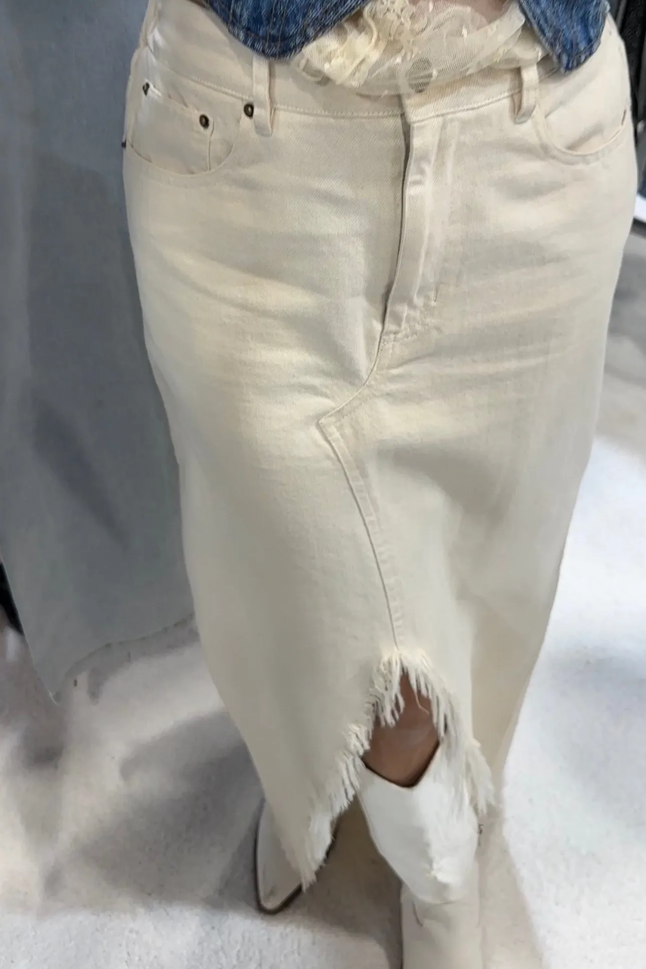 FINAL SALE!! Revolution Frayed Denim Skirt sold by Glitzy Bella product image thumbnail 4