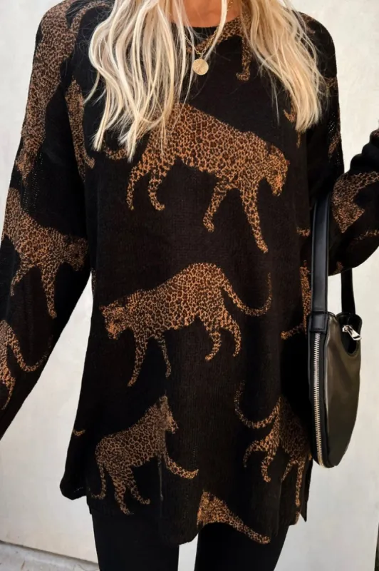 FINAL SALE! Bonfire Sweater in Leopard sold by Glitzy Bella