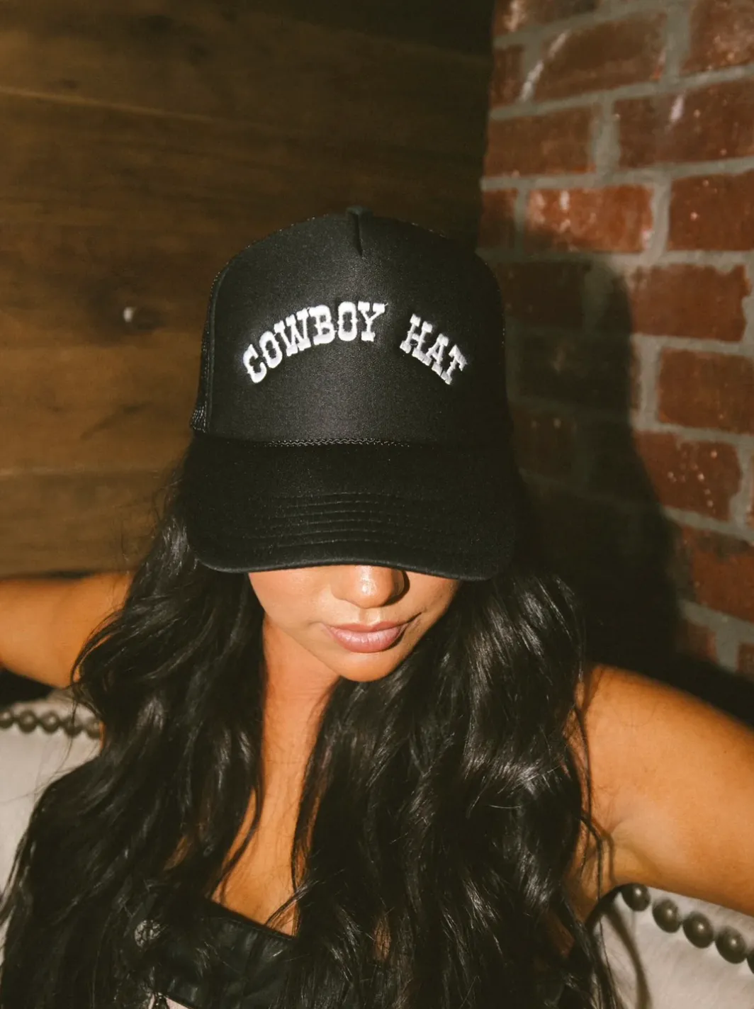 NEW!! Embroidered Cowboy Hat Trucker in Black sold by Glitzy Bella