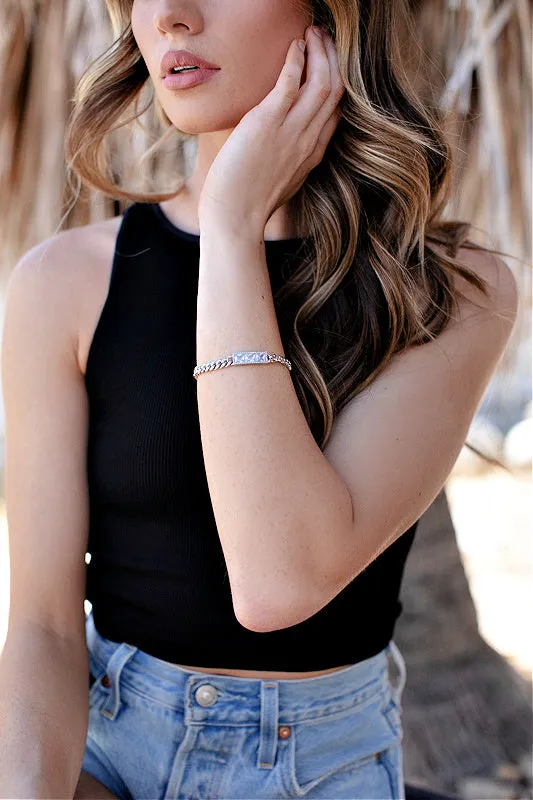 Baguette Chain Bracelet in Silver sold by Glitzy Bella product image thumbnail 3