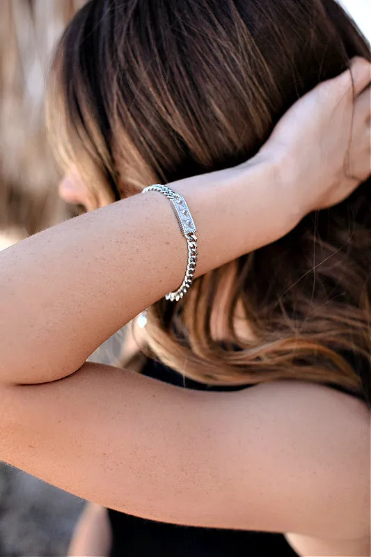Baguette Chain Bracelet in Silver sold by Glitzy Bella product image thumbnail 2