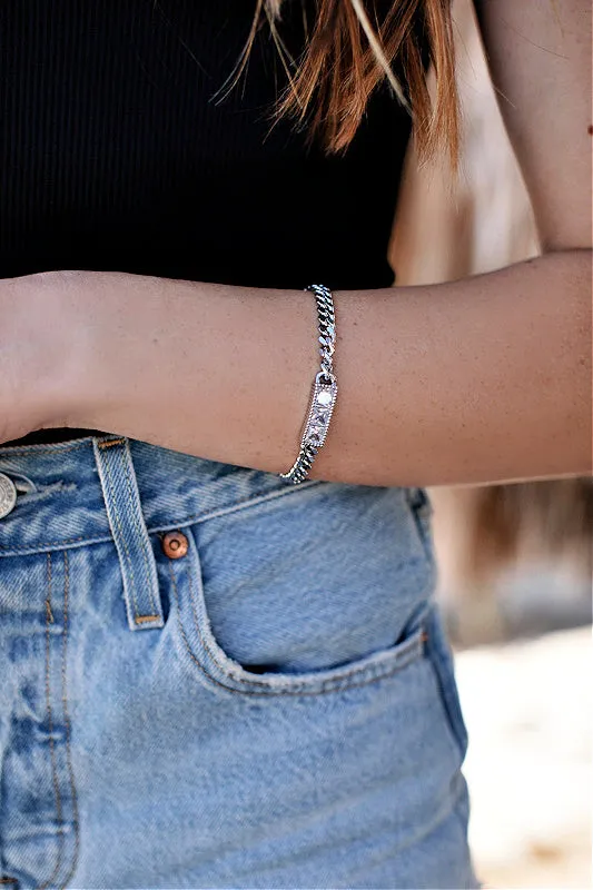 Baguette Chain Bracelet in Silver sold by Glitzy Bella product image thumbnail 4