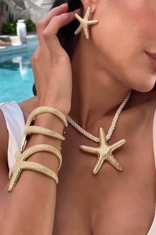 Starfish Statement Pendant Necklace sold by Glitzy Bella