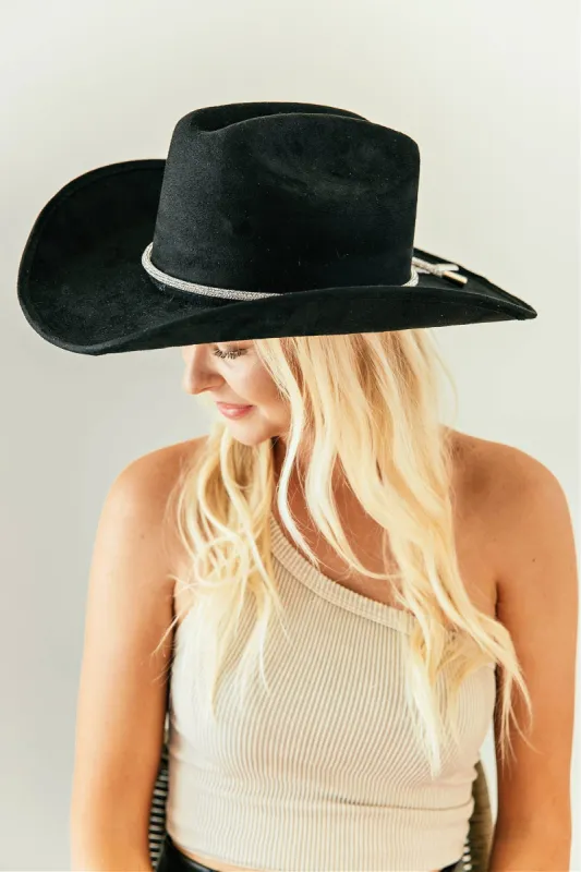 The Kenny Faux Suede Cowboy Hat in Black made by ASN