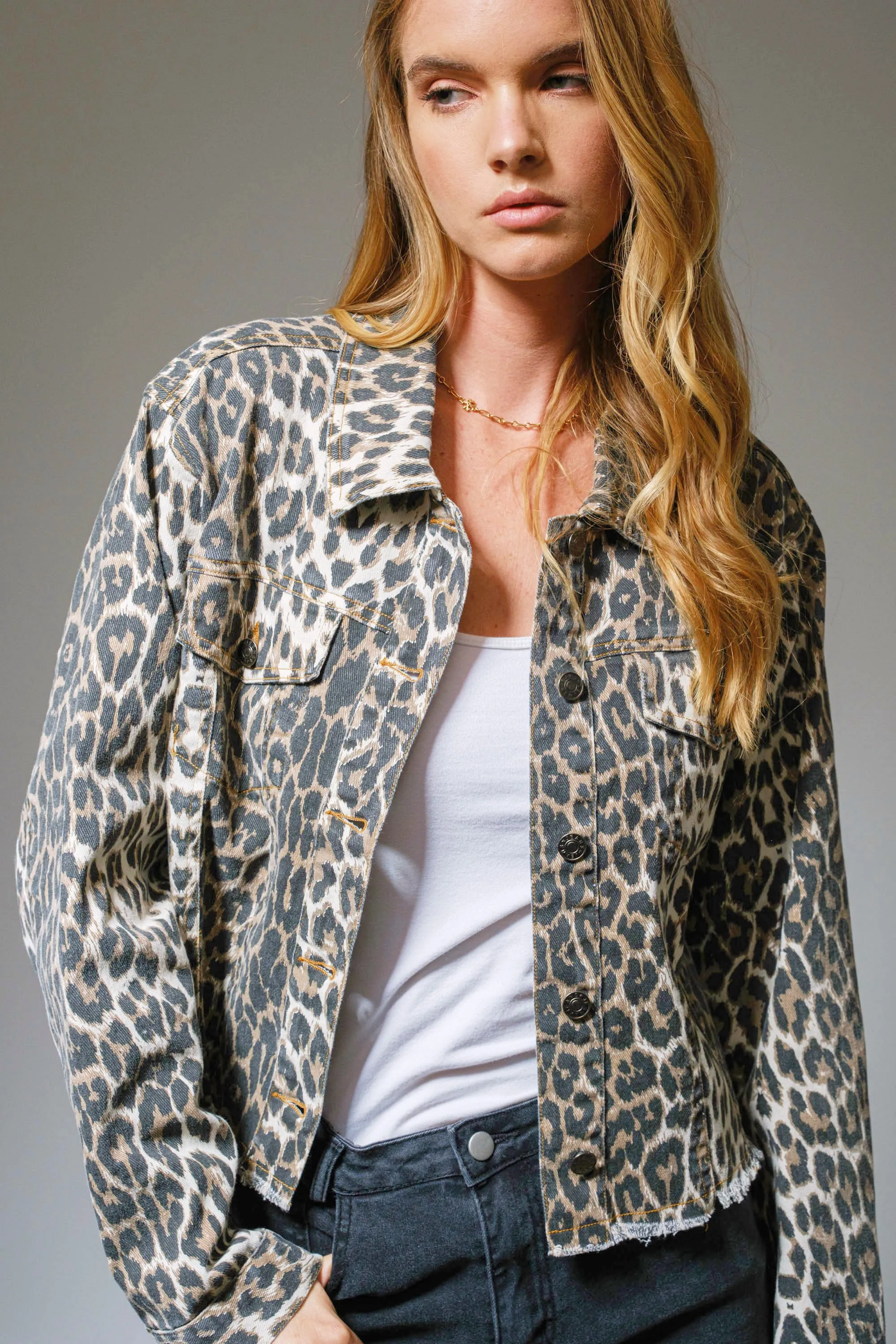 FINAL SALE!! Denim Leopard Print Jacket sold by Glitzy Bella product image thumbnail 5