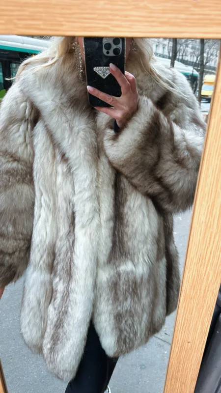 Paris Vintage Blue Fox Fur Coat #30, Size Medium/Large sold by Glitzy Bella