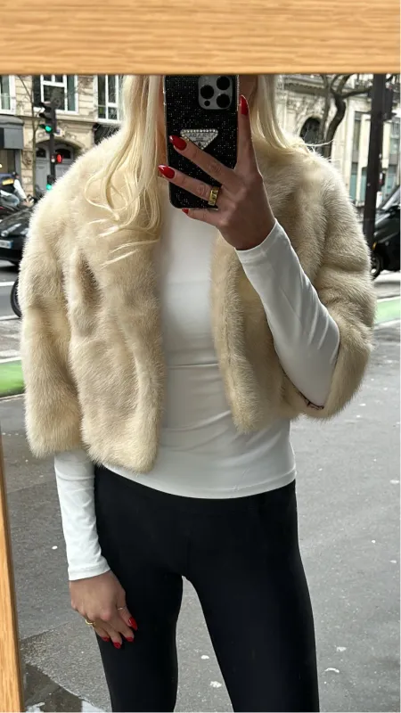 #8 - Vintage Blonde Mink Cropped Jacket, Size Small sold by Glitzy Bella
