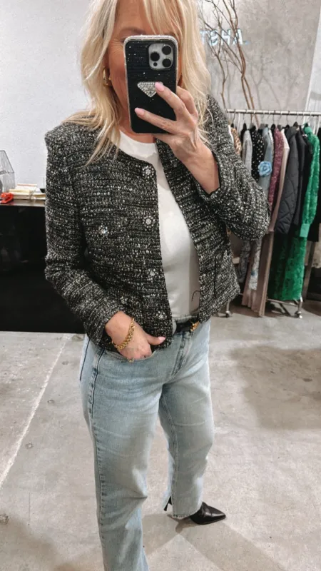 FINAL SALE!! The "Cheval" Metallic Tweed Jacket sold by Glitzy Bella