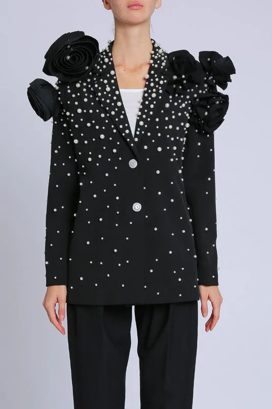 FINAL SALE!! Pearl & Rosette Embellished Blazer sold by Glitzy Bella product image thumbnail 2