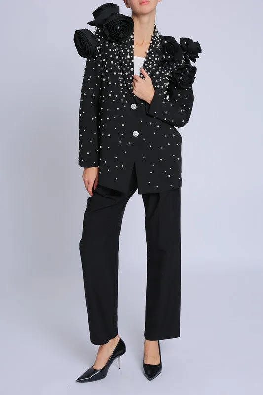 FINAL SALE!! Pearl & Rosette Embellished Blazer sold by Glitzy Bella product image thumbnail 5
