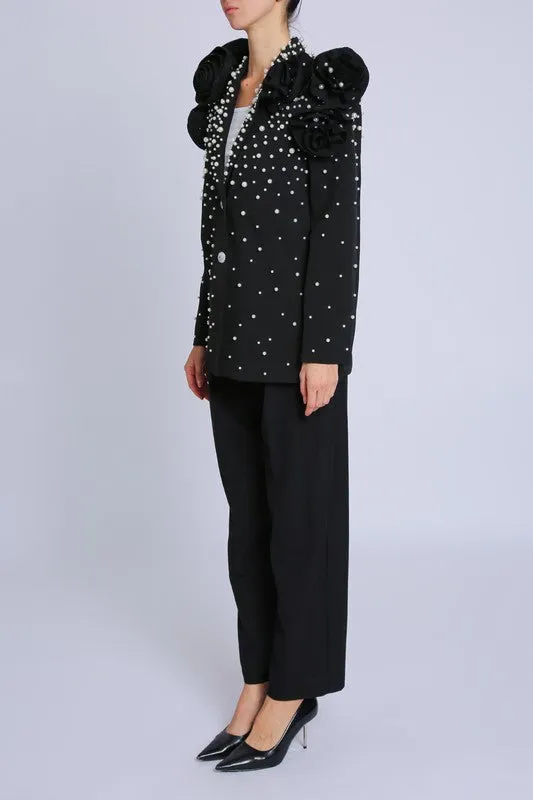 FINAL SALE!! Pearl & Rosette Embellished Blazer sold by Glitzy Bella product image thumbnail 3