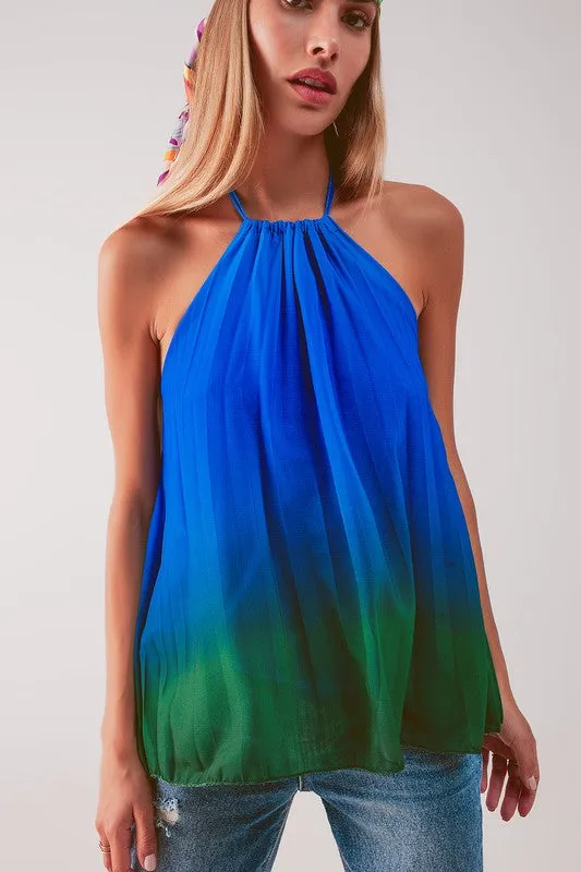 FINAL SALE!! Becca Ombre High Neck Pleated Top sold by Glitzy Bella