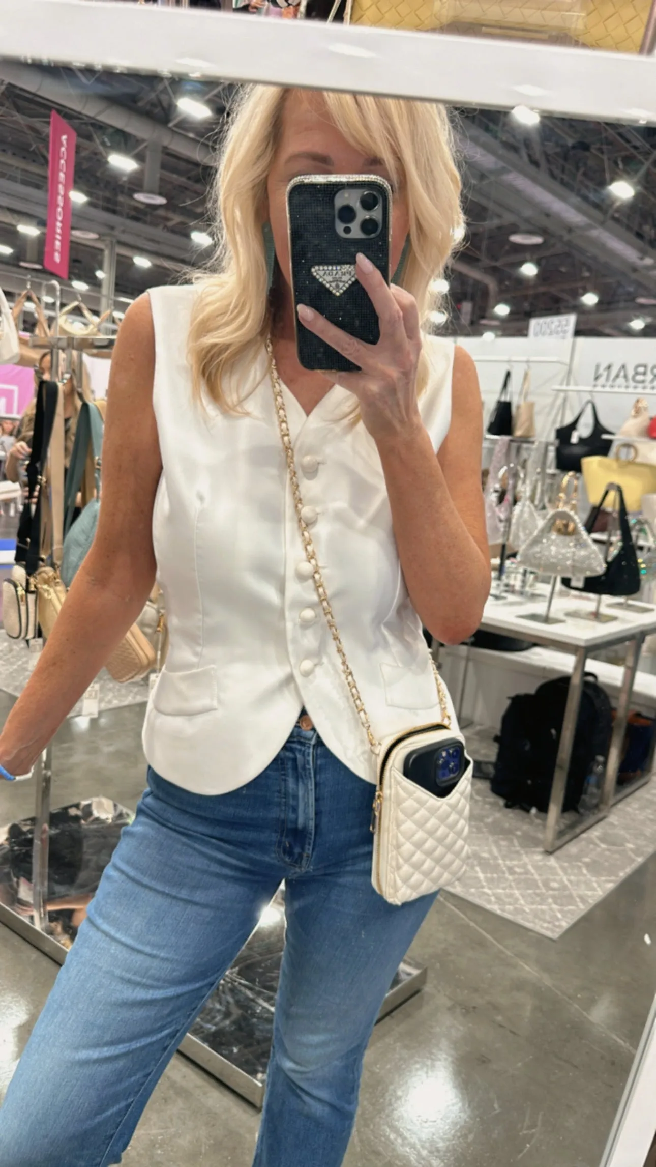 NEW!! "Lauren" Quilted Cell Phone Crossbody in Ivory Coast sold by Glitzy Bella product image thumbnail 2