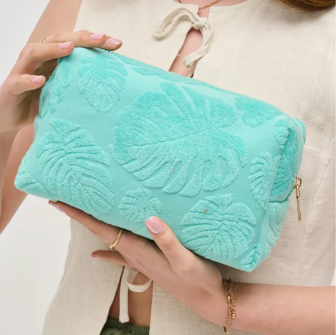 FINAL SALE!! Palm Breeze Sunscreen Pouch in Seafoam sold by Glitzy Bella