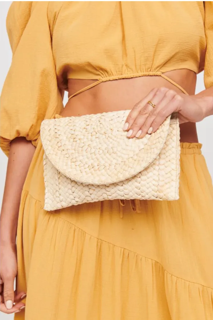 FINAL SALE!! Poolside Straw Clutch in Natural sold by Glitzy Bella
