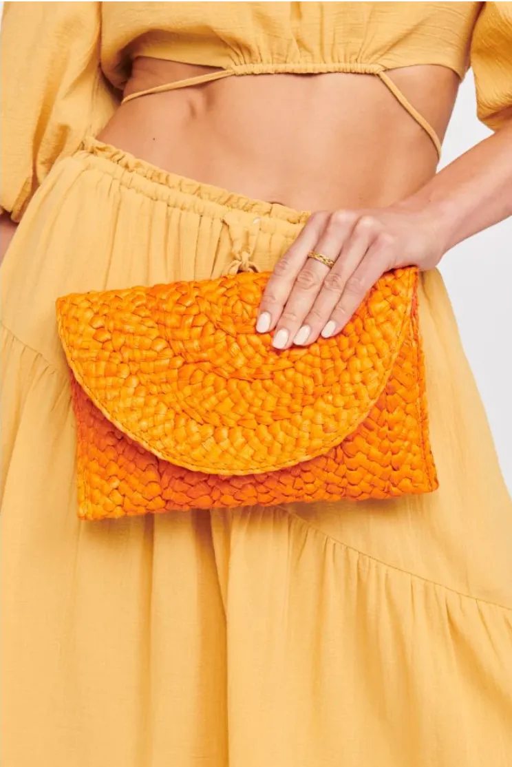 FINAL SALE!! Poolside Straw Clutch in Orange sold by Glitzy Bella