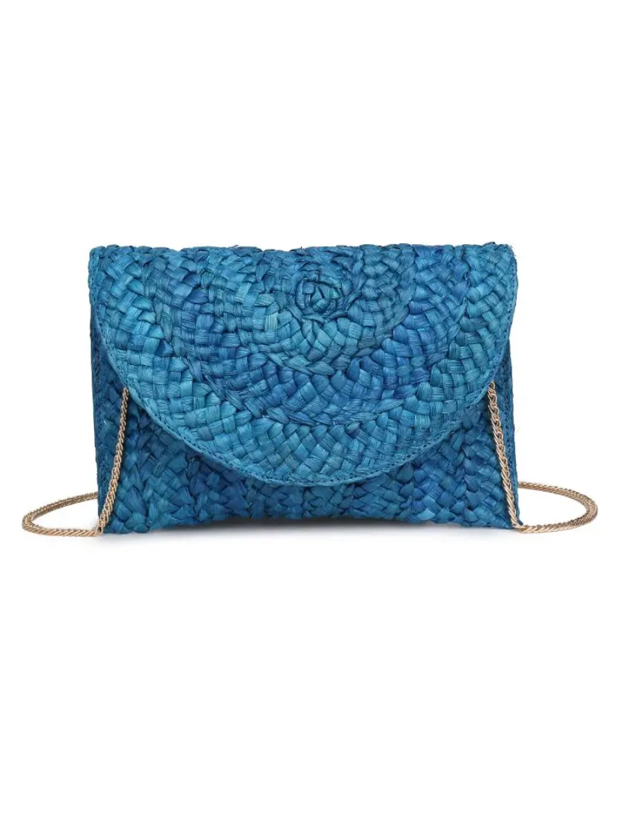 FINAL SALE!! Poolside Straw Clutch in Blue sold by Glitzy Bella product image thumbnail 2