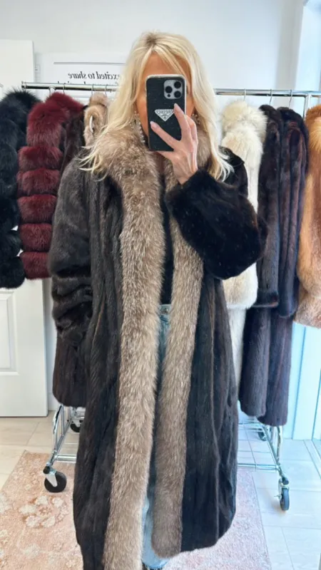 #19 Vintage Mink and Fox Trim Coat - Size M/L sold by Glitzy Bella