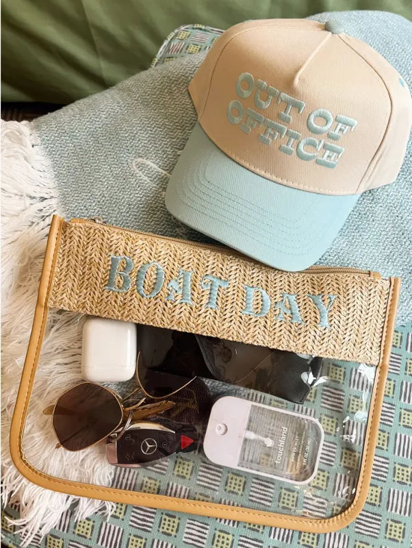 NEW!! Boat Day Woven Clear Pouch sold by Glitzy Bella
