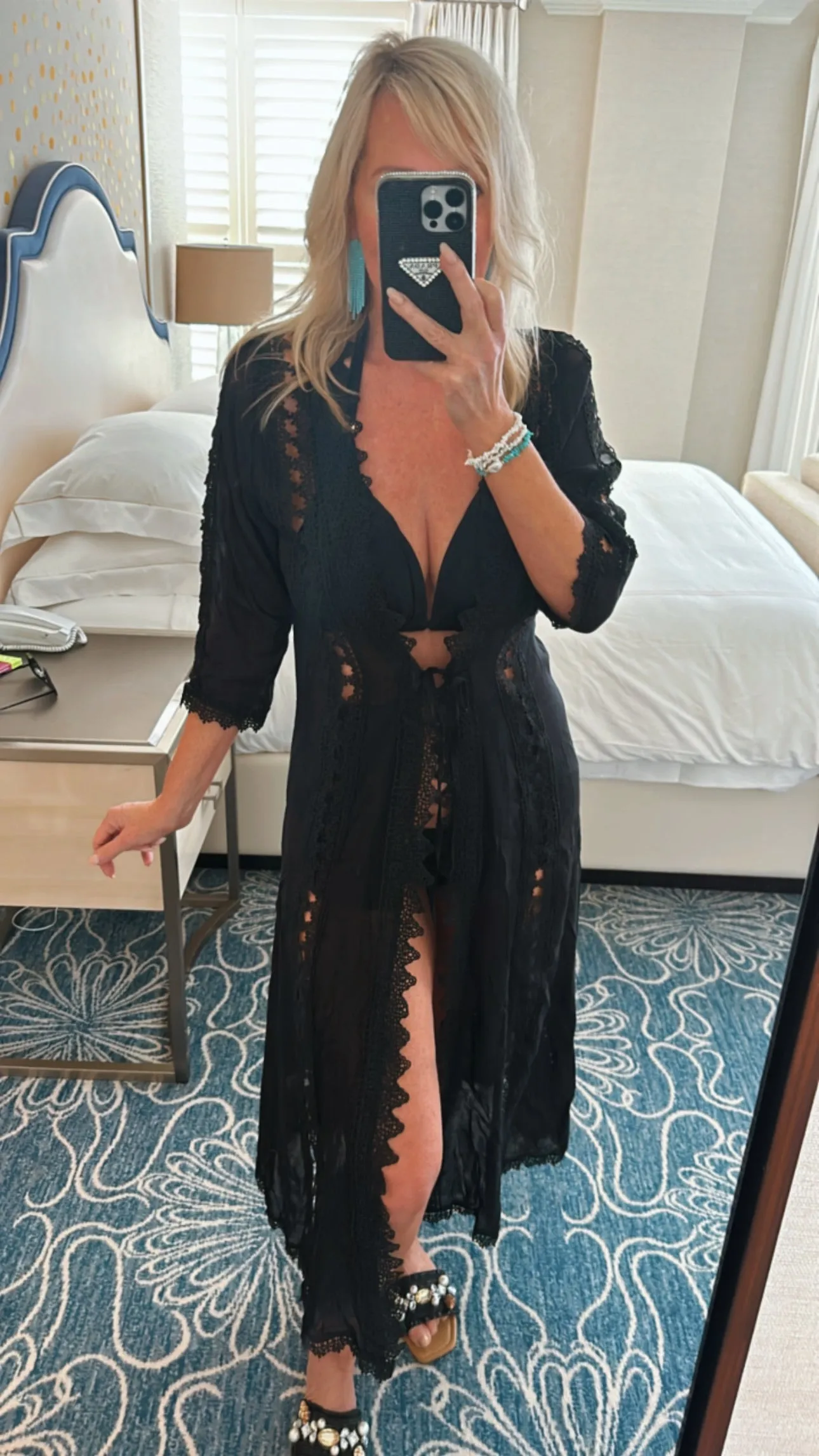 "Sandbar" Crochet Coverup Kimono in Black sold by Glitzy Bella product image thumbnail 3
