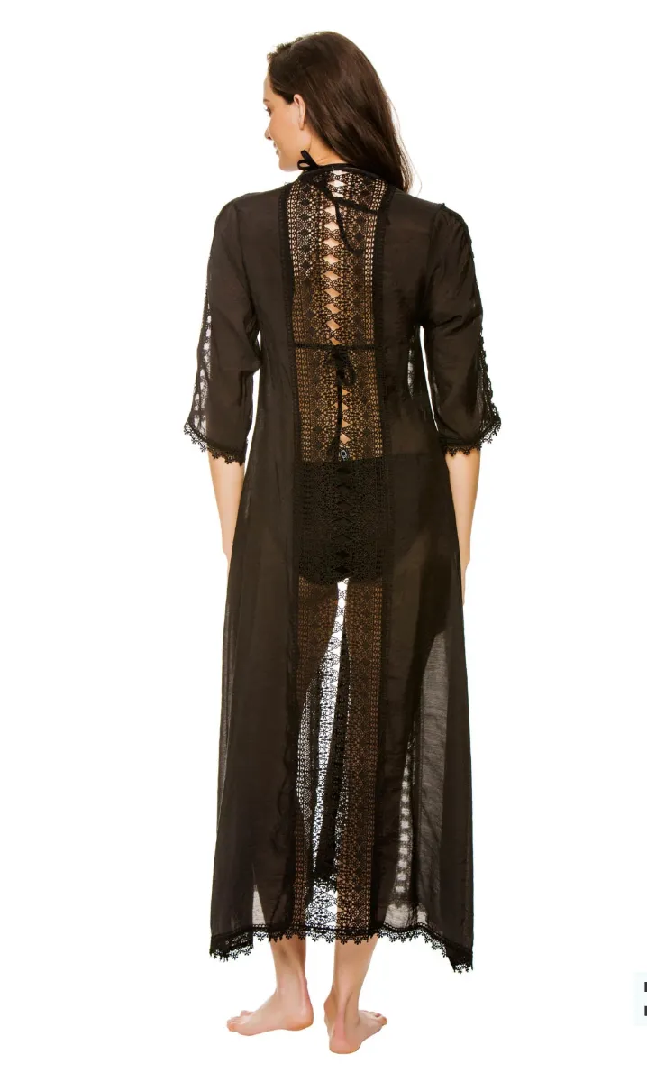 "Sandbar" Crochet Coverup Kimono in Black sold by Glitzy Bella product image thumbnail 4