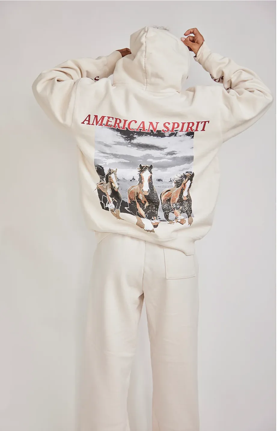 NEW!! American Spirit Hoodie in Creme sold by Glitzy Bella product image thumbnail 3