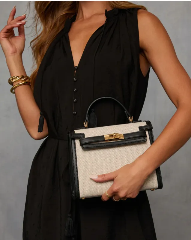 NEW!! Canvas Top Handle Bag in Black sold by Glitzy Bella