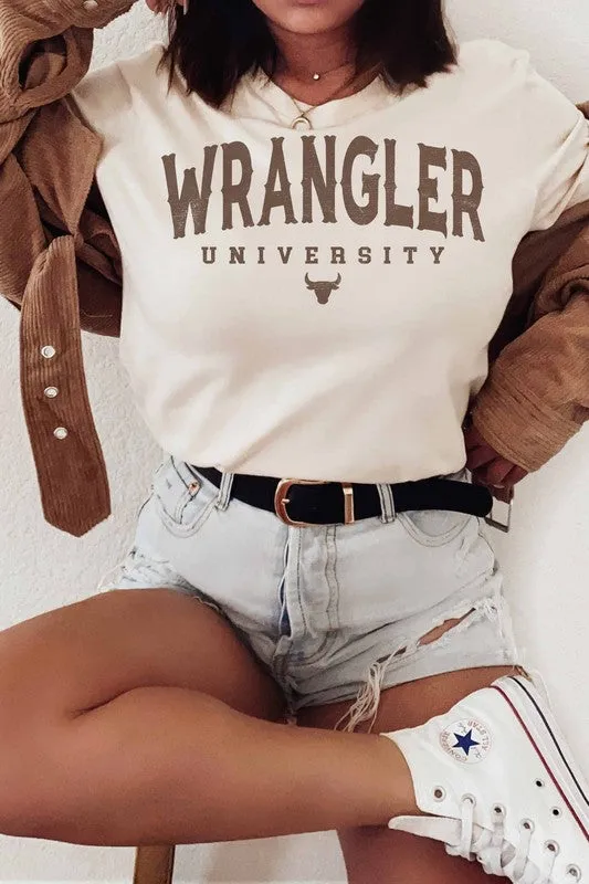 FINAL SALE!! "Wrangler University" Graphic Tee in White sold by Glitzy Bella
