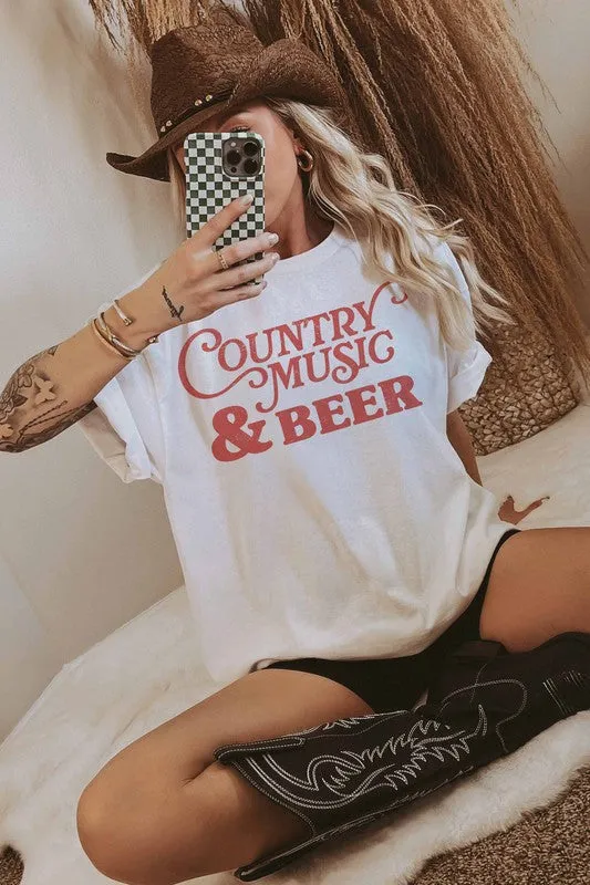 NEW!! "Country Music" Oversized Graphic Tee sold by Glitzy Bella