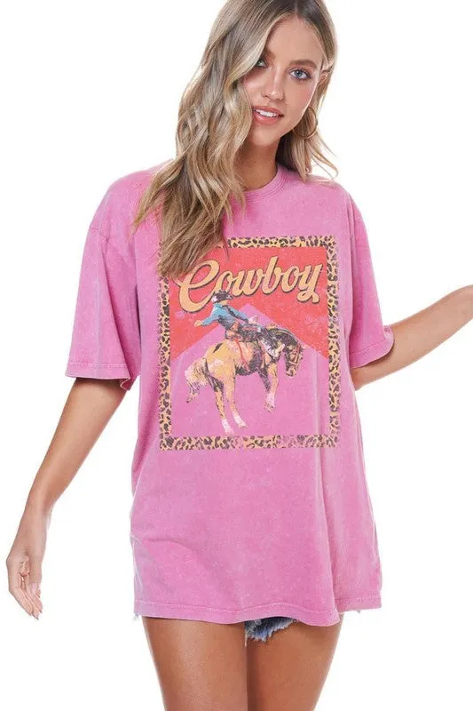 NEW!! "Cowboy" Graphic Tee in Pink sold by Glitzy Bella