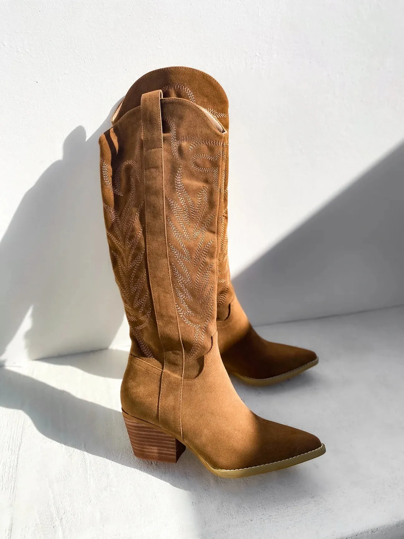 IN STOCK!! The "Jules" Cowboy Boot in Brown sold by Glitzy Bella