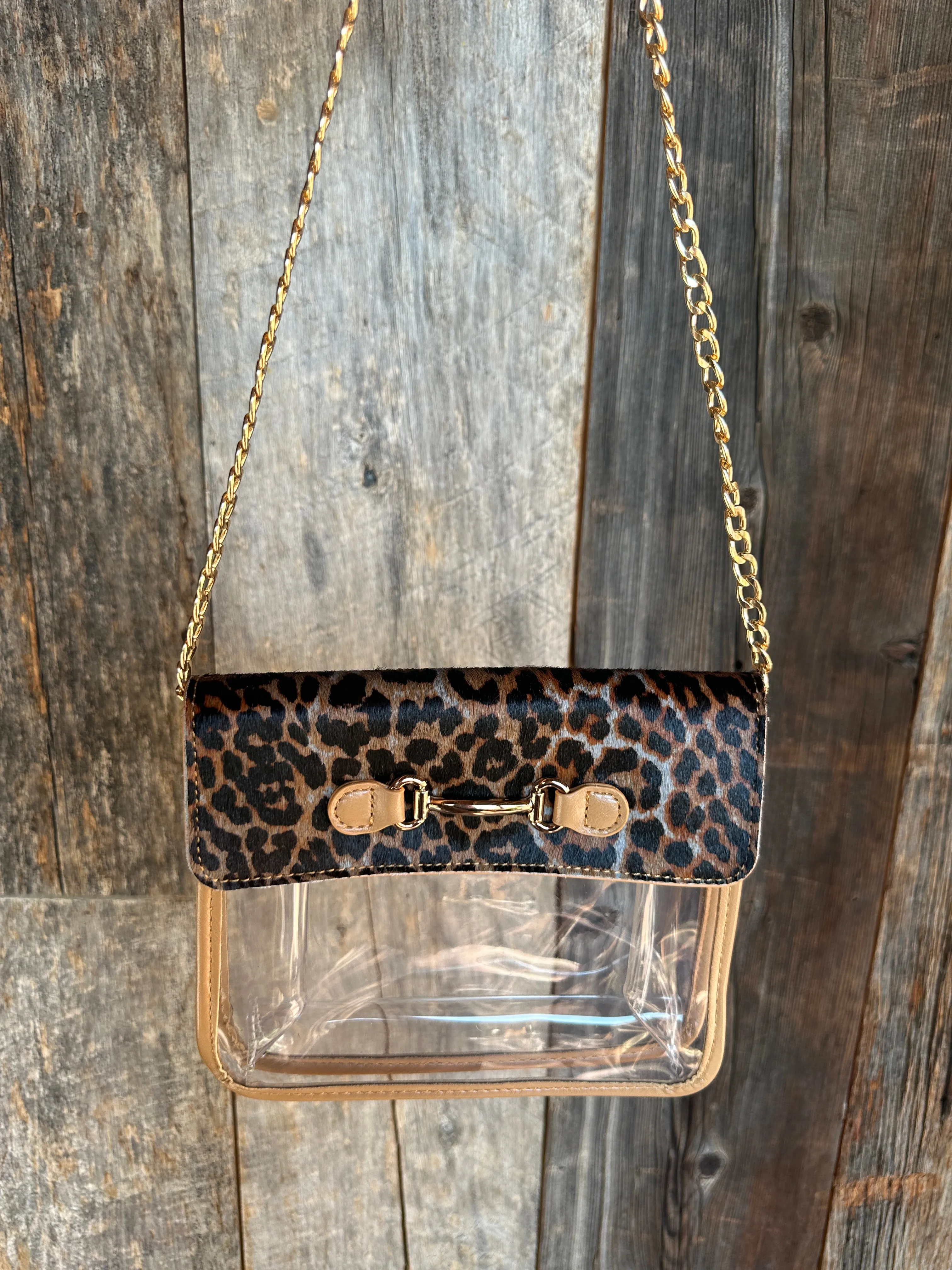 Bag Check Clear Crossbody in Leopard sold by Glitzy Bella product image thumbnail 3