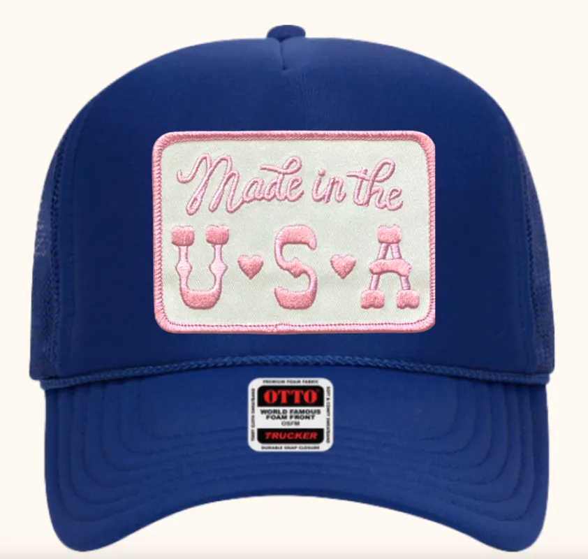 NEW!! "Made in the USA" Trucker Hat in Blue sold by Glitzy Bella