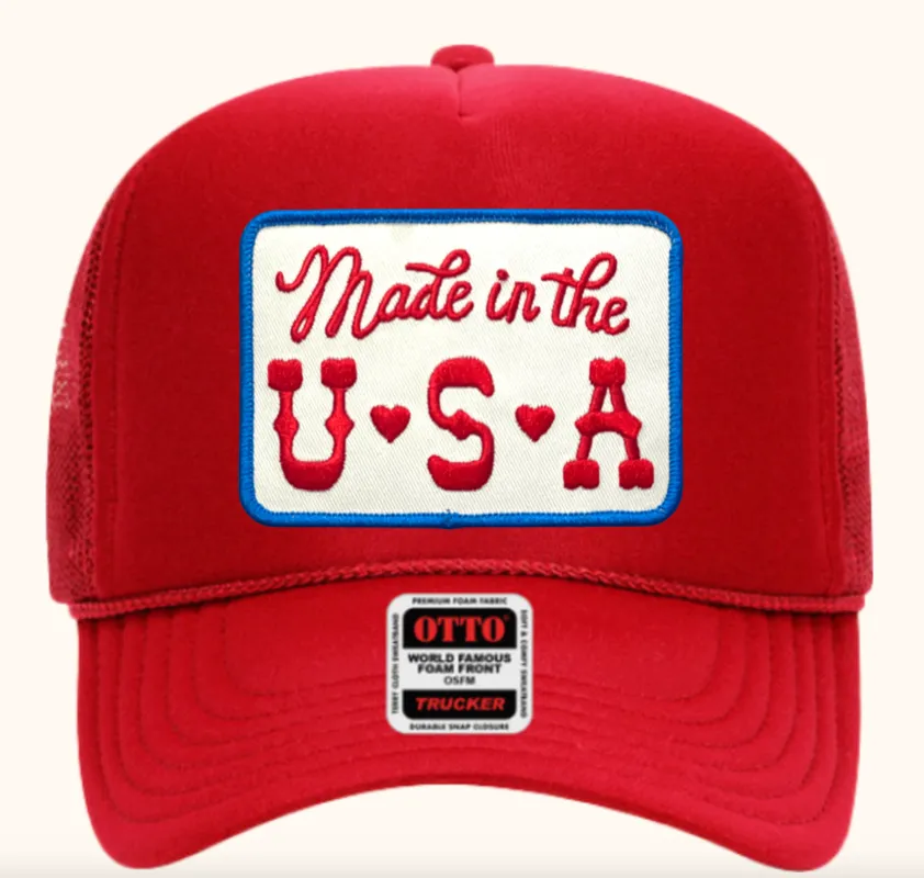 NEW!! "Made in the USA" Trucker Hat in Red sold by Glitzy Bella