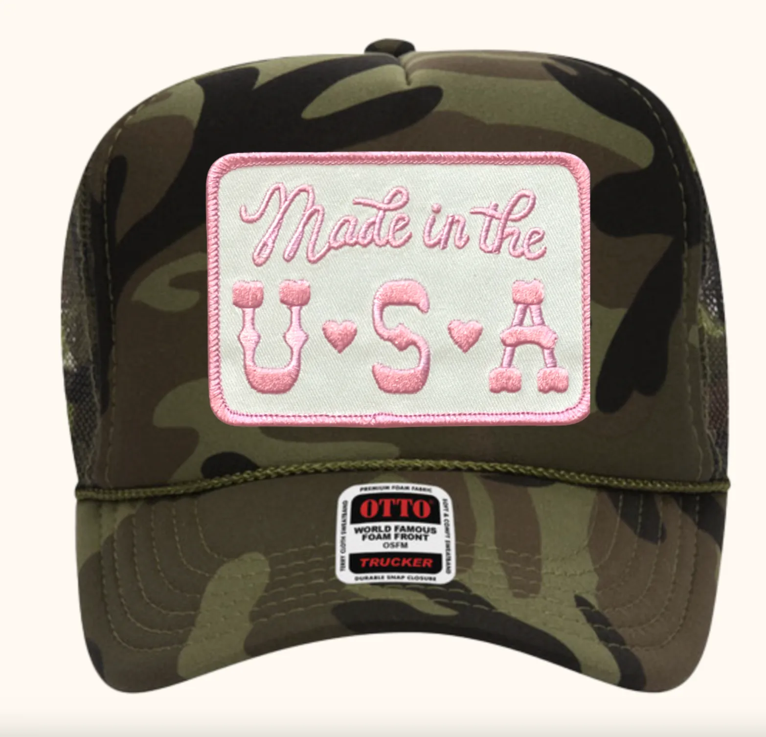 NEW!! "Made in the USA" Trucker Hat in Camo sold by Glitzy Bella