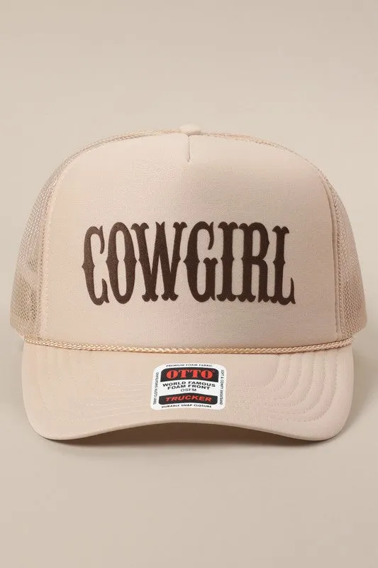 NEW!! "COWGIRL" Trucker Hat in Tan sold by Glitzy Bella