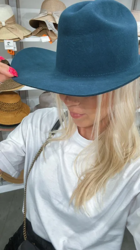 NEW!! Cattleman Wool Cowboy Hat in Navy sold by Glitzy Bella